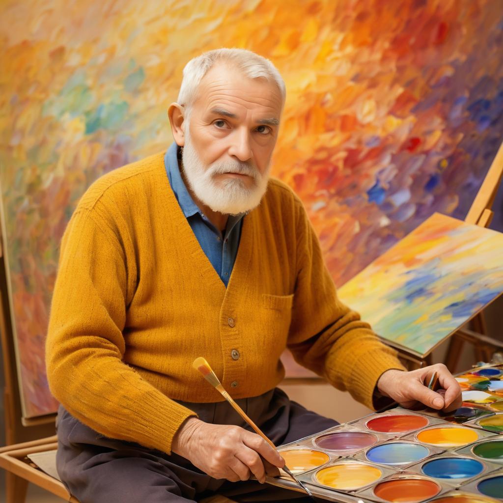 Impressionist Portrait of an Elderly Painter