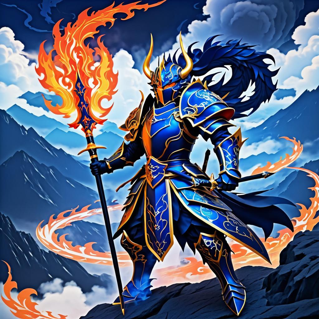 Fierce Dragon Knight in Epic Landscape