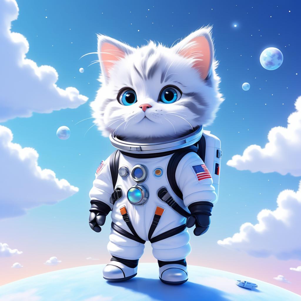 Whimsical Kitten Astronaut Adventure