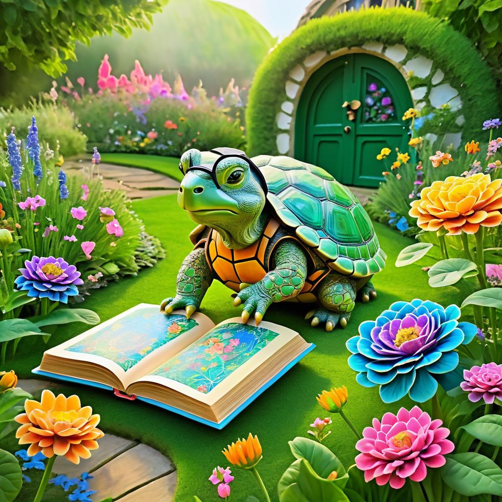 Whimsical Tortoise in a Tranquil Garden