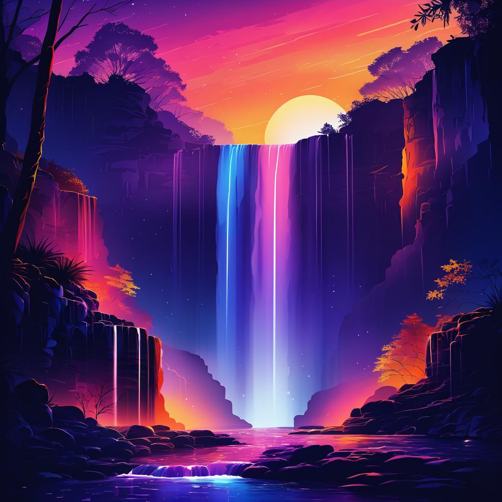 Vibrant Twilight Waterfalls Landscape