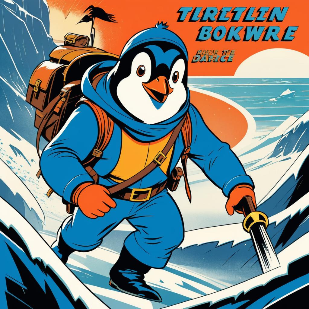 Brave Penguin's Retro Treasure Hunt Adventure