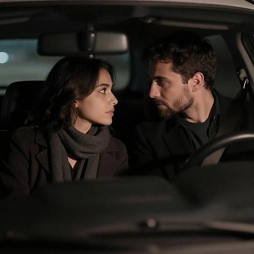 Intimate Night Drive: Couple in Car