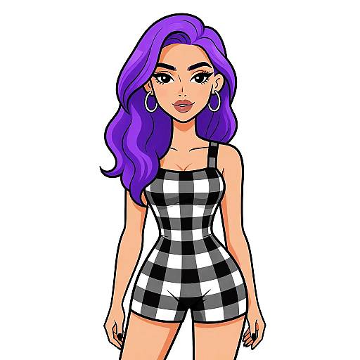 Modern Woman in Checkered Romper