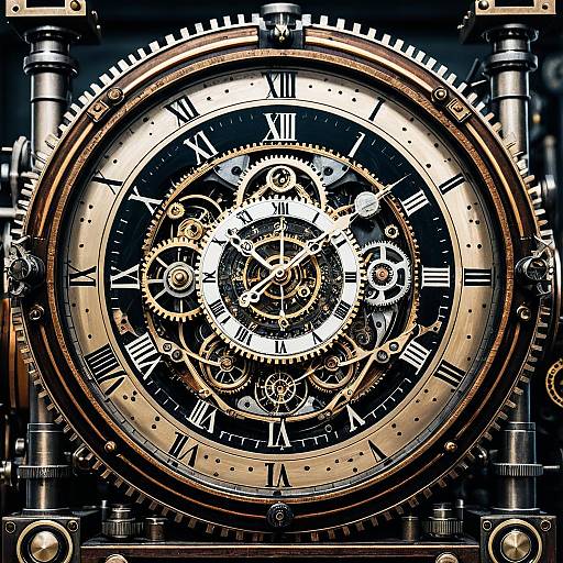 Intricate Steampunk Clock in 8K