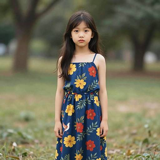 Photorealistic Girl in Floral Skirt