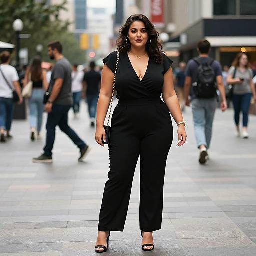 Chic Stocky Woman in City Square