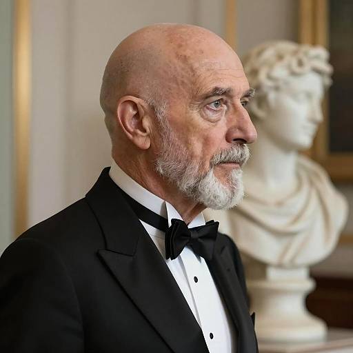 Elderly Man in Black Tuxedo Side Profile