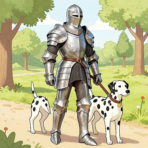 Valiant Knight Walking Dalmatian
