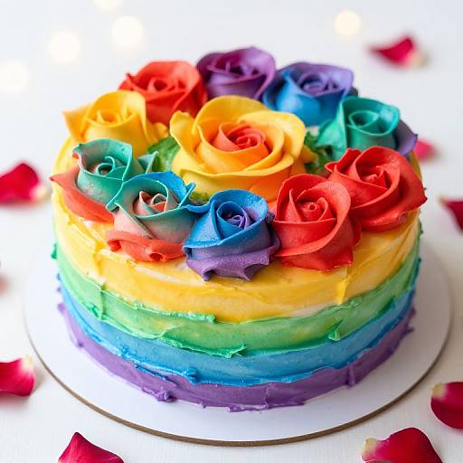 Rainbow Rose Frosted Cake Delight
