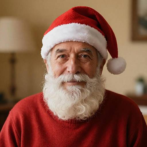 Cheerful Elderly Man in Santa Hat