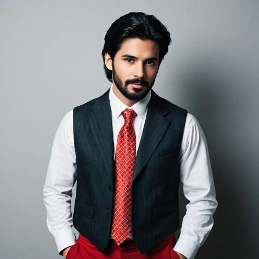 Man in Formal Vest and Red Tie