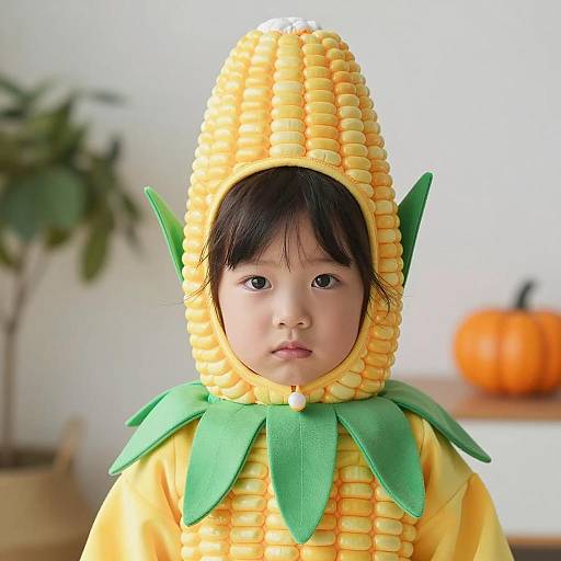 Adorable Child in Corn Costume Portrait