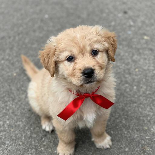 Charming Puppy Portrait with Ribbon