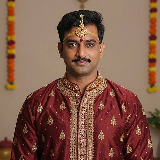 Elegant Portrait of a Traditional Hindu Groom