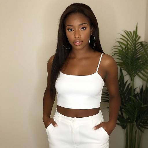 Stylish Dark-Skinned Woman Indoors