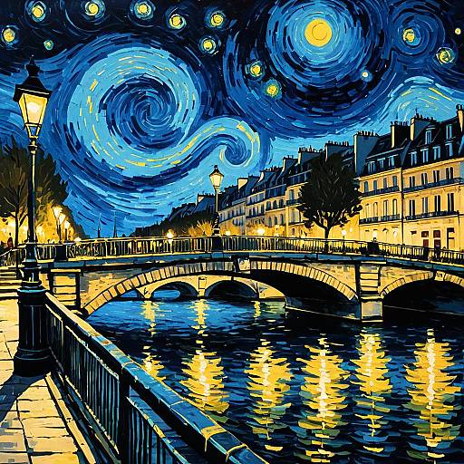 Twilight Paris: Van Gogh Inspired Scene