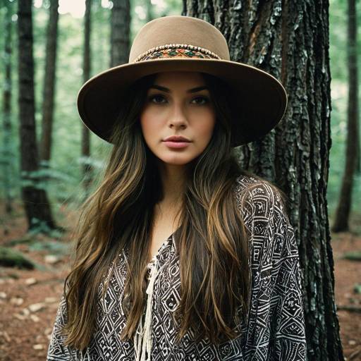 Boho Fashion Girl in Natural Forest Setting