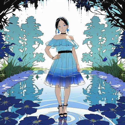 Serene Girl in Blue Reflection