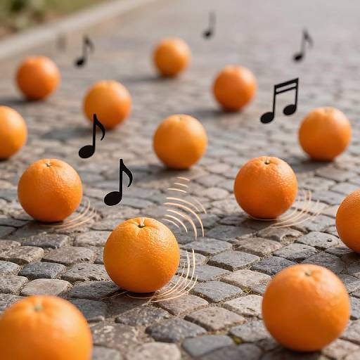 Floating Oranges Playing Classical Music