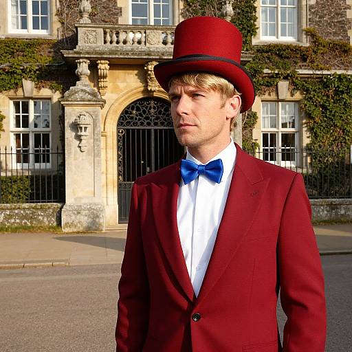 Elegant Man in Vintage Red Suit