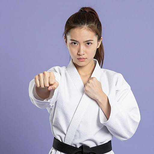 Karate Woman Practicing Punch