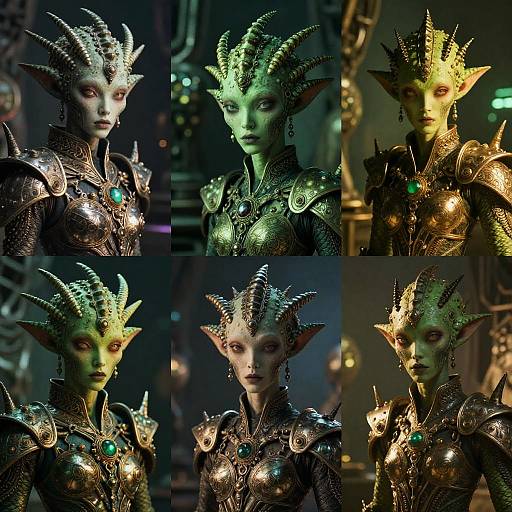 Futuristic Alien Characters Collage