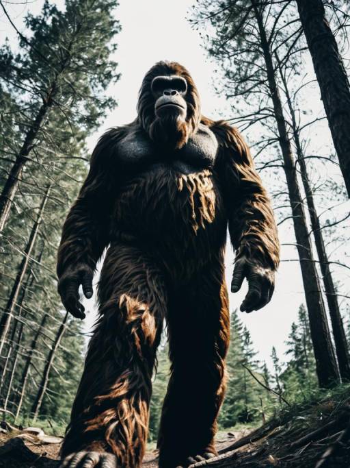 Man in Bigfoot Costume in Forest