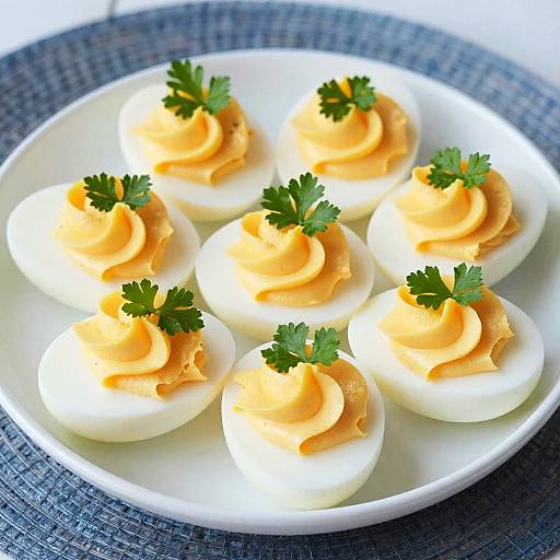 Close-Up Deviled Eggs with Garnishes