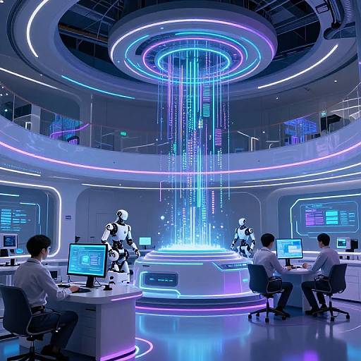 Futuristic AI Research Lab Scene