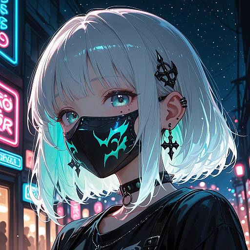 Goth Punk Futobot in Harajuku Night