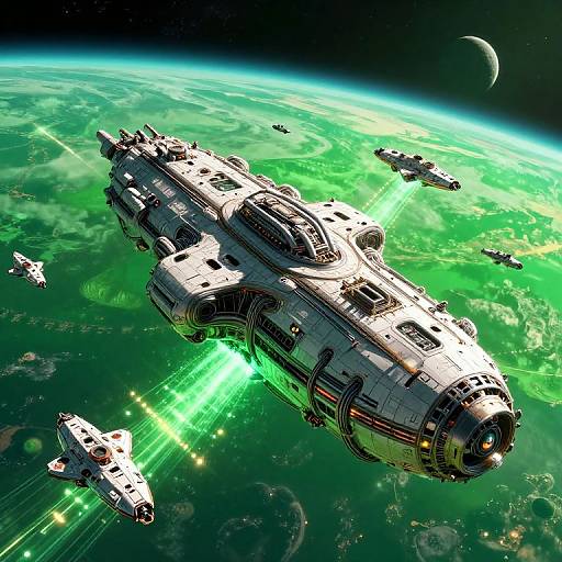 Neon Green Space Station Carrier