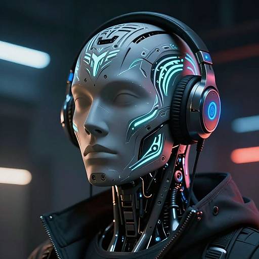 Cyberpunk Mannequin with Glowing Tattoos