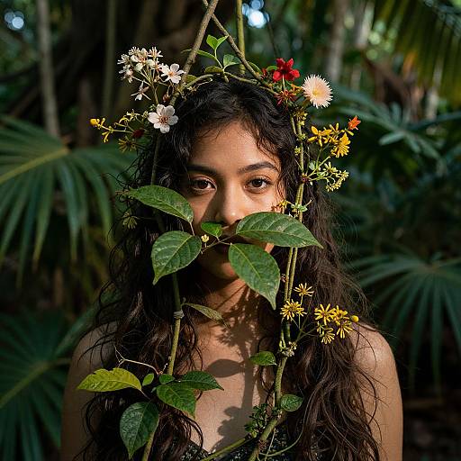 Mysterious Portrait with Enchanted Vines