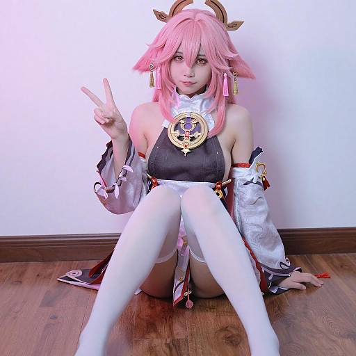 Cosplay Young Woman with Pink Hair