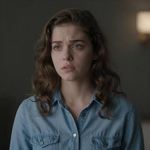 Concerned Portrait of Woman in Denim