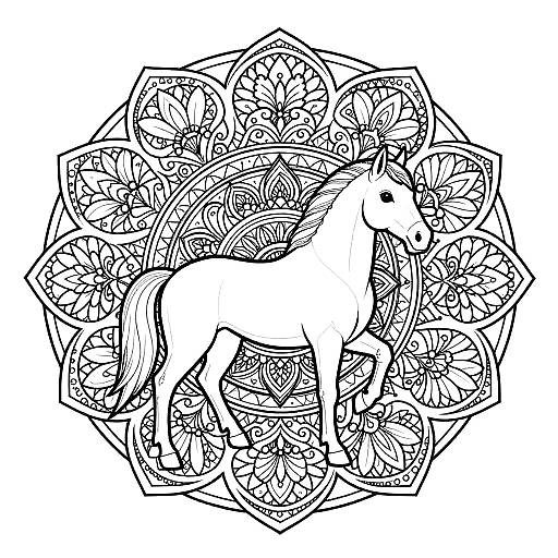 Majestic Horse Mandala Coloring Pages