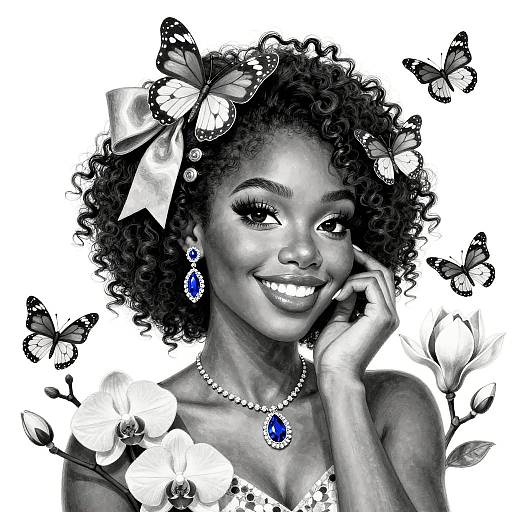 Radiant Young Woman with Butterflies