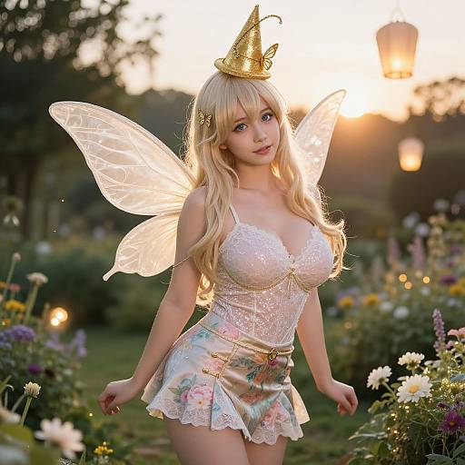 Pixie Fairy Woman in Ethereal Garden