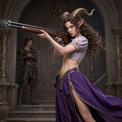 Photorealistic Satyric Girl with Elven Blowgun