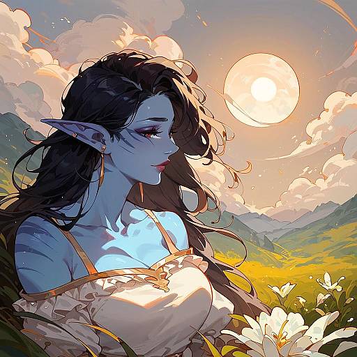 Blue-Skinned Woman in Yellow Sundress