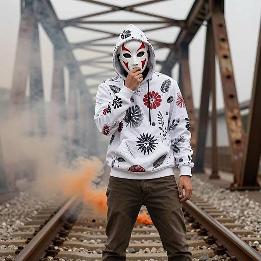 Mysterious Figure on Railroad Tracks