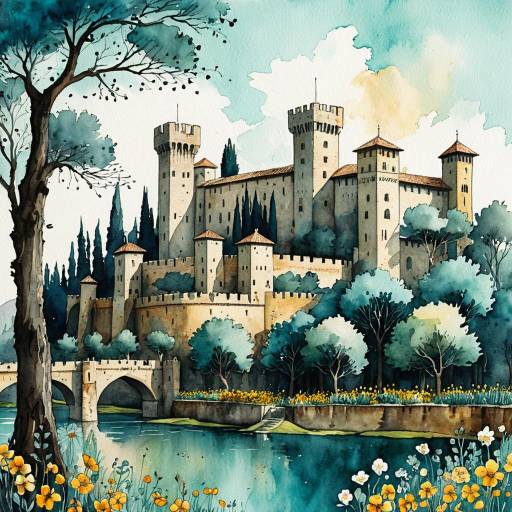 Fantasy Medieval Stronghold in Watercolor
