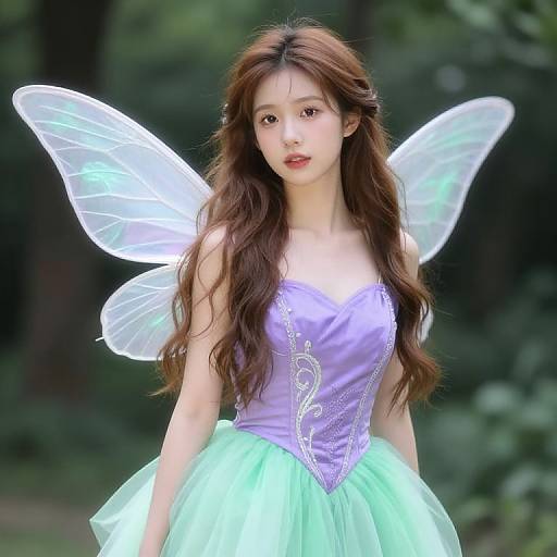 Fairy Girl with Purple and Green Dress