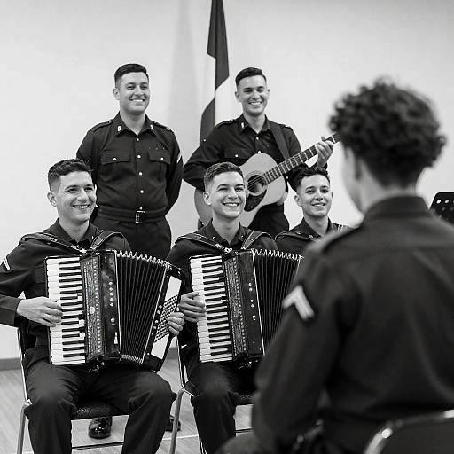 Military Men Enjoying Music Together