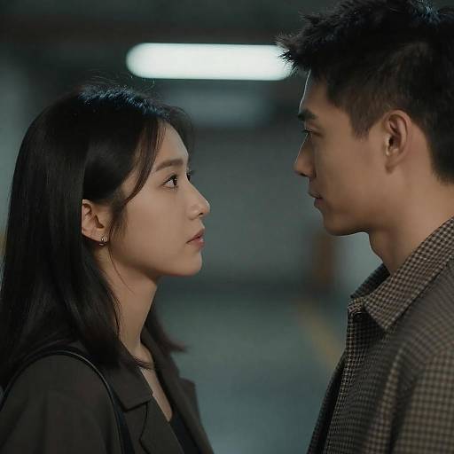 Intense Close-Up: Asian Couple at Night