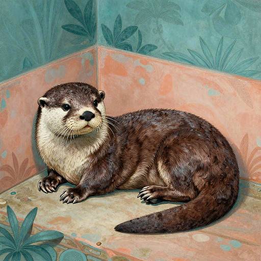 Tranquil Otter in Surreal Textures