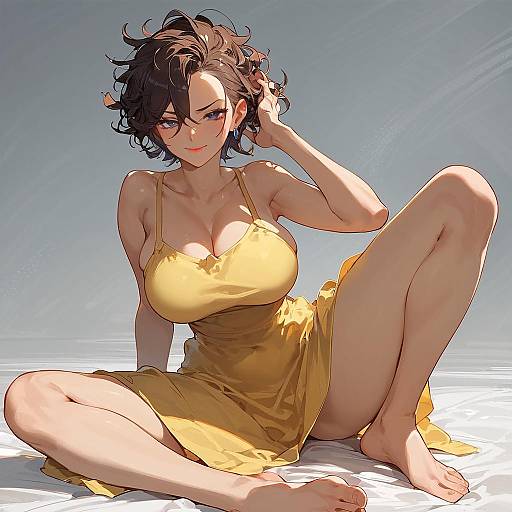 Anime Girl with Scowl in Sundress