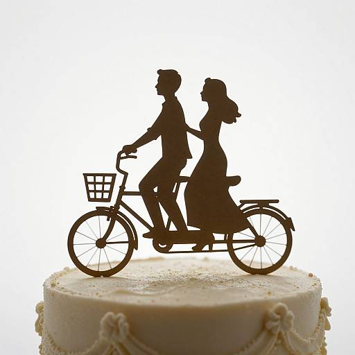 Tandem Bicycle Silhouette Cake Topper