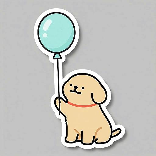Dog Holding Balloon Sticker